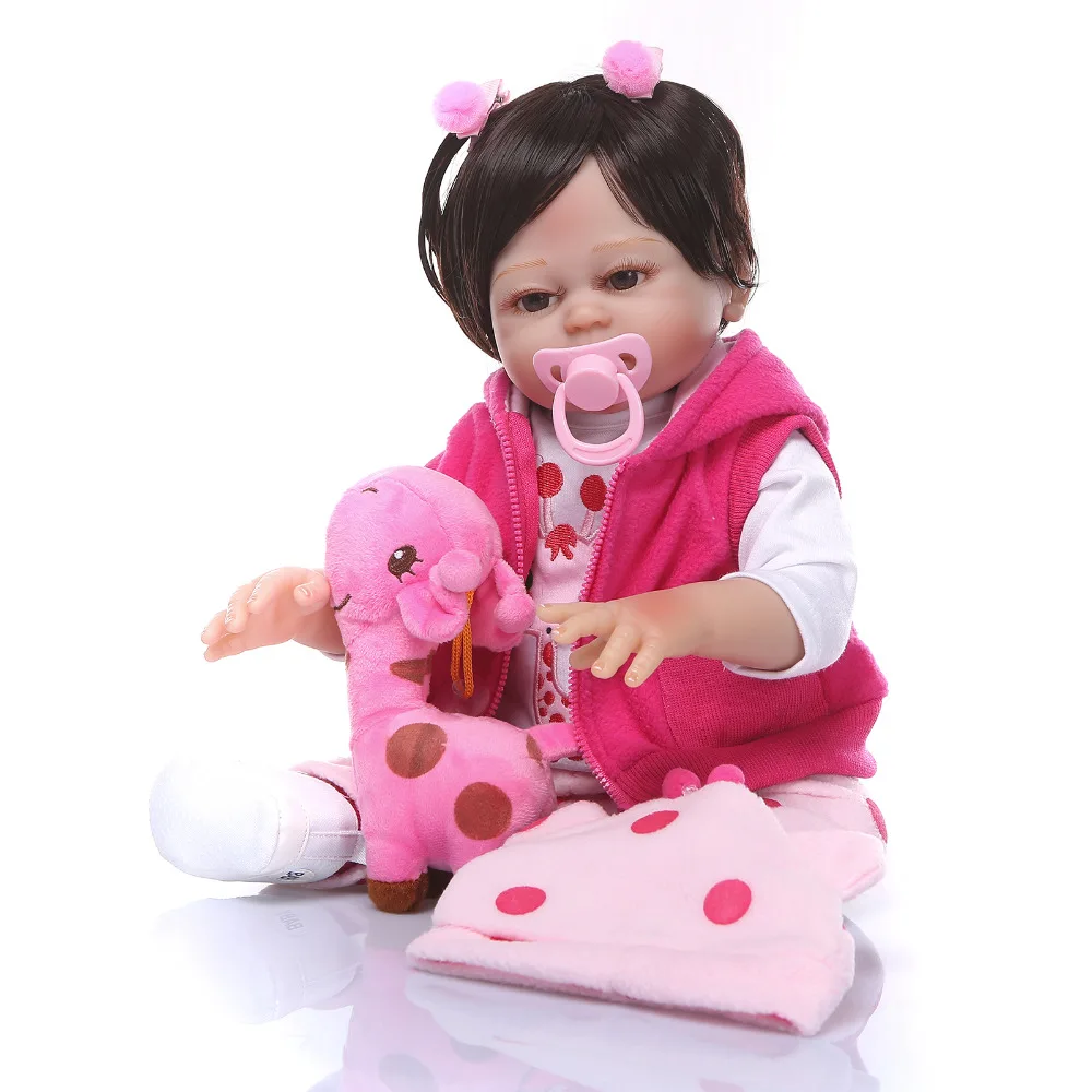 

Nicery 19inch 48cm Bebe Reborn Doll Hard Silicone Boy Girl Toy Reborn Baby Doll Gift for Children Pink Coat Pink Giraffe