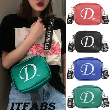 

New Women PU Leather Bag Fashion Letter Handbags Ladies Wide Shoulder Bag Travel Crossbody Bags For Women's Messenger Bags