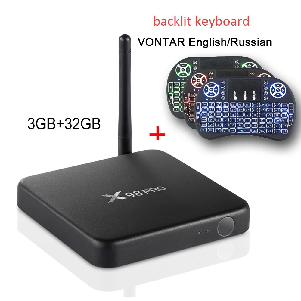 VONTAR X98 PRO Smart tv Box Android 7,1 3 ГБ 32 ГБ Amlogic S912 Восьмиядерный 2,4G/5 ГГц Wifi 4K медиаплеер X98pro телеприставка - Цвет: 3G 32G backlit keybo