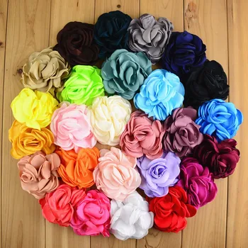 

100 pcs 3.5" large satin flowers , Burned Edges Fabric Flowers , Hair accessories , Headband Flower,You Pick Colors