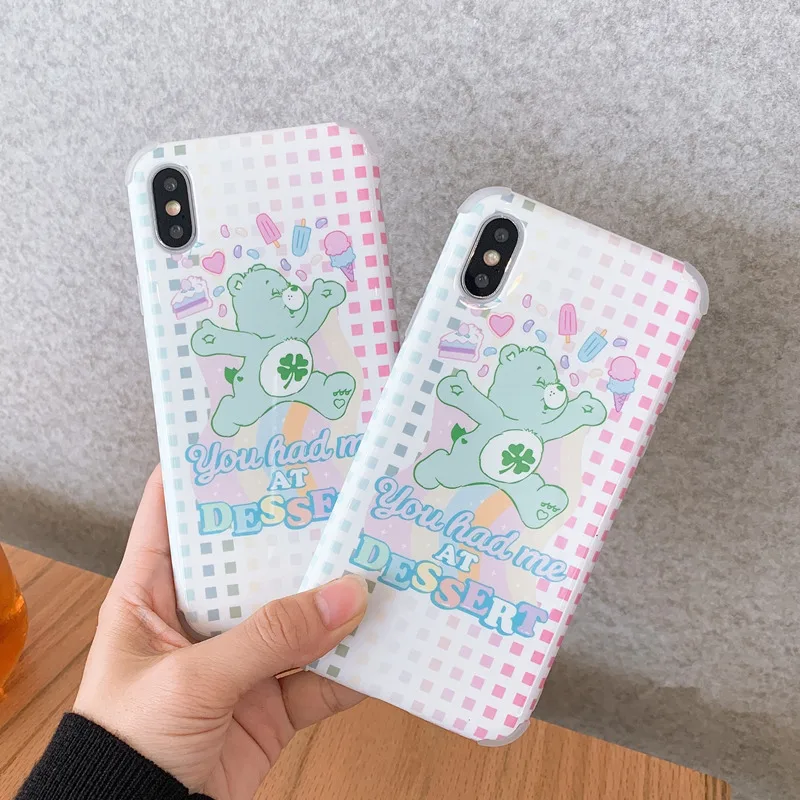 

Rainbow bear case for iphone7 7plus xr Anti-knock Summer dessert care bears phone funda for iphone 7 8plus 8 6 6s plus x xs max