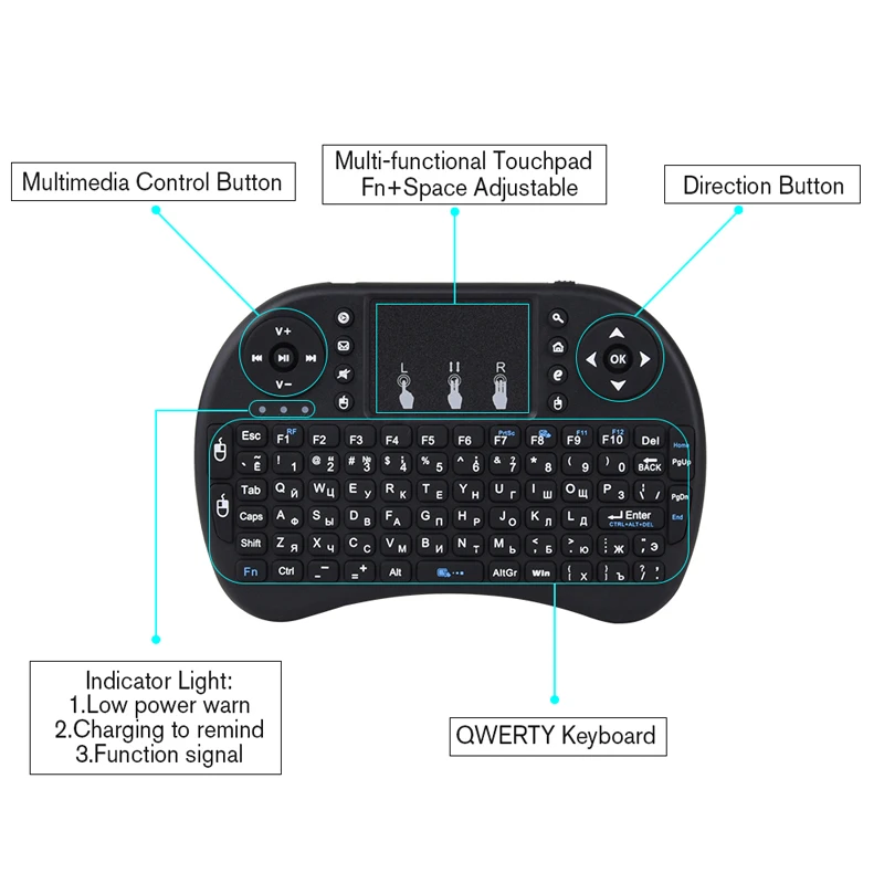 Everycom проектор аксессуар i8 Русский Английский 2,4 ГГц Беспроводная клавиатура Air mouse тачпад ручной для Android tv BOX Мини ПК