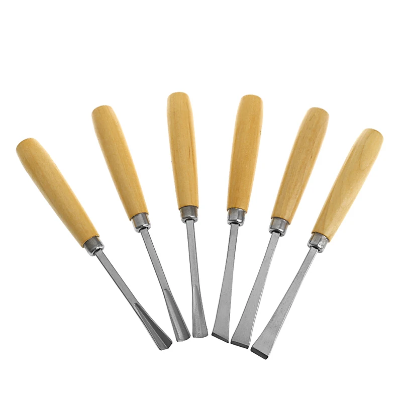 6Pcs Assorted Chisels Sculpture Skew Gouge Chisel Woodworking Carving