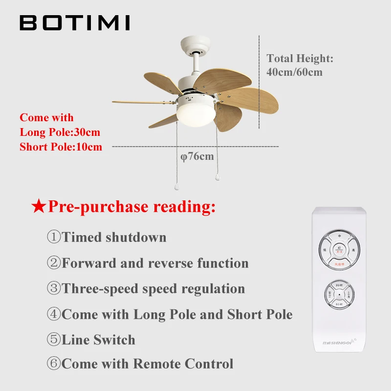 Потолочный вентилятор BOTIMI Reverse светильник 220 В для гостиной современный