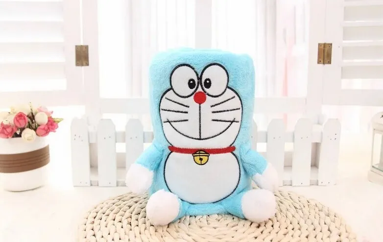 Плюшевые рулон одеяло 1 шт. 95 см мультфильм сладкий поцелуй Doraemon мягкие фланелевые офисные теплое плюшевое полотенце творческий подарок для маленьких детей