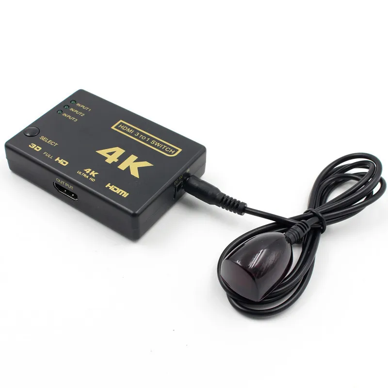 

Ultra HD 4K 2K HDMI Switcher 3 Input To 1 Output Display Selector With Remote Controller Converter Adapter