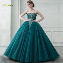 Loverxu вечернее платье без бретелей Бальные платья Demure Applique Бисероплетение без рукавов кружева вверх развертки Поезд выпускного вечера вечерние платья плюс размер