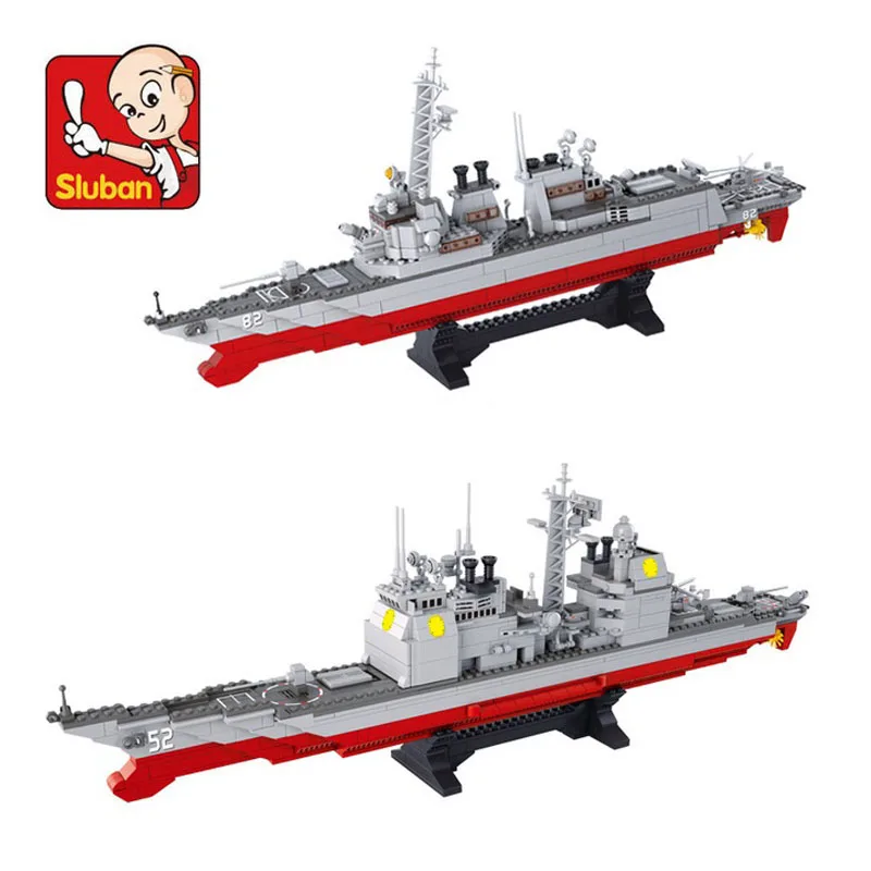 

Sluban 883Pcs Military Series Army NAVY Warship Model Building Blocks CRUISER Plane Carrier Bricks Gift toys for children