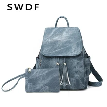 SWDF Luxury Designer Women Backpack High Quality PU Leather Backpacks For Teenage Girls Female School Shoulder Bag Girl Purse designer high quality pu leather backpacks women vintage college student school backpack for teenage girls female shoulder bag