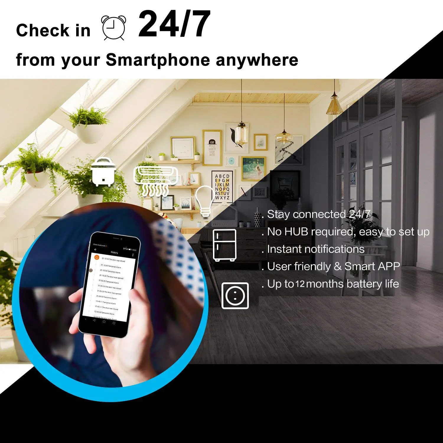 Дверной оконный беспроводной датчик детектор зазор беспроводной умный дом Комплект контактный колокольчик Chime сигнализация Совместимость Alexa Google Home Homekit