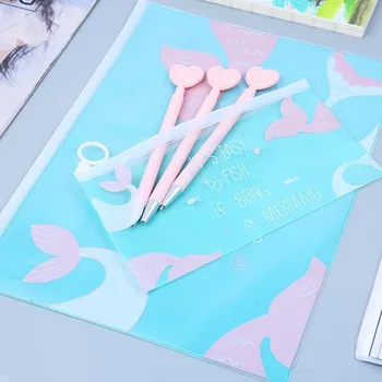 

1 Pcs Kawaii A4 A6 Zipper Bag Unicorn Mermaid Flamingo Document Bag Stationery Storage Pocket High Capacity Student's Folder
