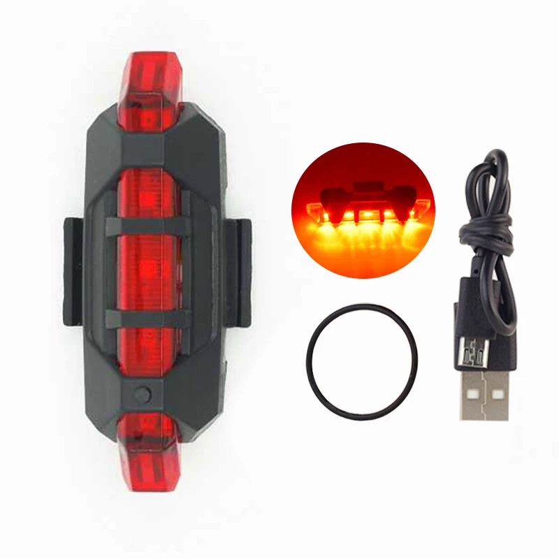 Flash Deal WasaFire Portable USB Rechargeable Bike Bicycle Tail Rear Safety Warning Light Taillight Lamp Super Bright bike accessories 1