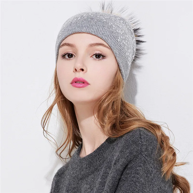 Женская вязаная шапка Xthree зимние шапки из шерсти и меха норки 15 см|winter knitted hats|knitted