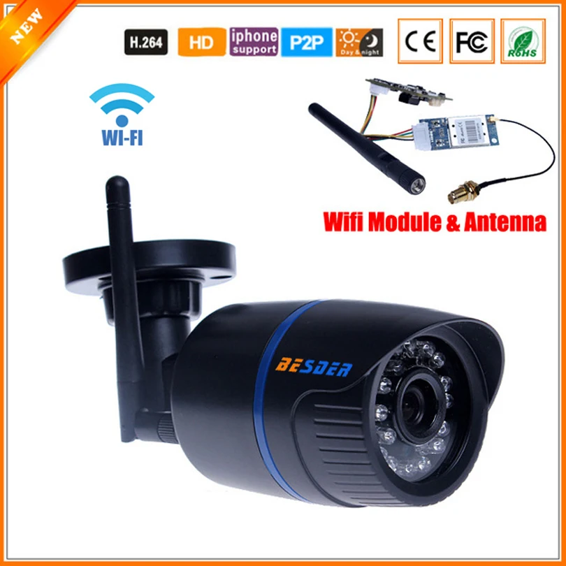 

FTP Motion Detect P2P ONVIF Megapixel 720P HD 802.11b/g Wireless Wired IP Camera WifI IR Outdoor Waterproof Camera IP H.264