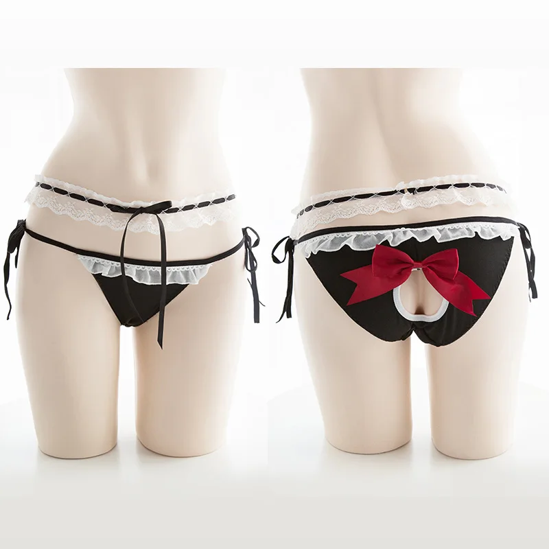 

Japanese Bow Lace Belt Briefs Women's Kawaii Sexy Hollow Ribbon Lolita Panties Underwear Cosplay Intimates Lace-up Pants