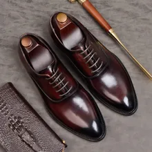 Летняя мужская официальная обувь; мужские туфли-оксфорды из натуральной кожи; Цвет Черный; коллекция года; модельные туфли; свадебные туфли; Кожаные броги на шнурках; zapatos