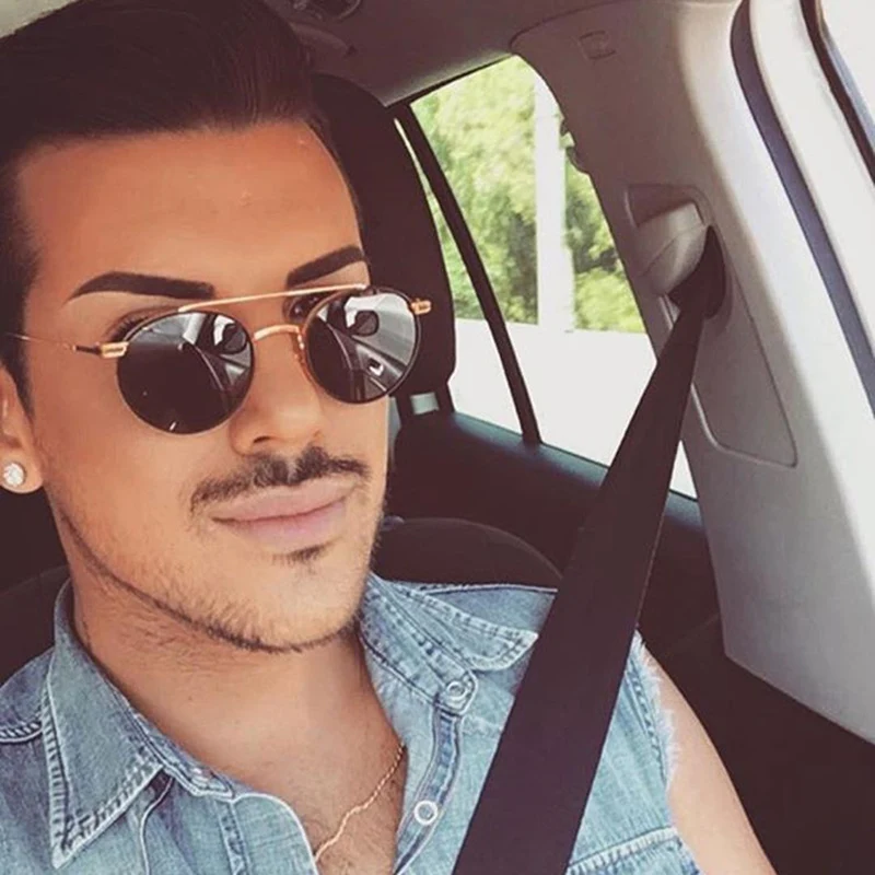 

SHAUNA Retro Women Round Sunglasses Brand Designer Fashion Men Metal Frame Double Bridges Glasses UV400