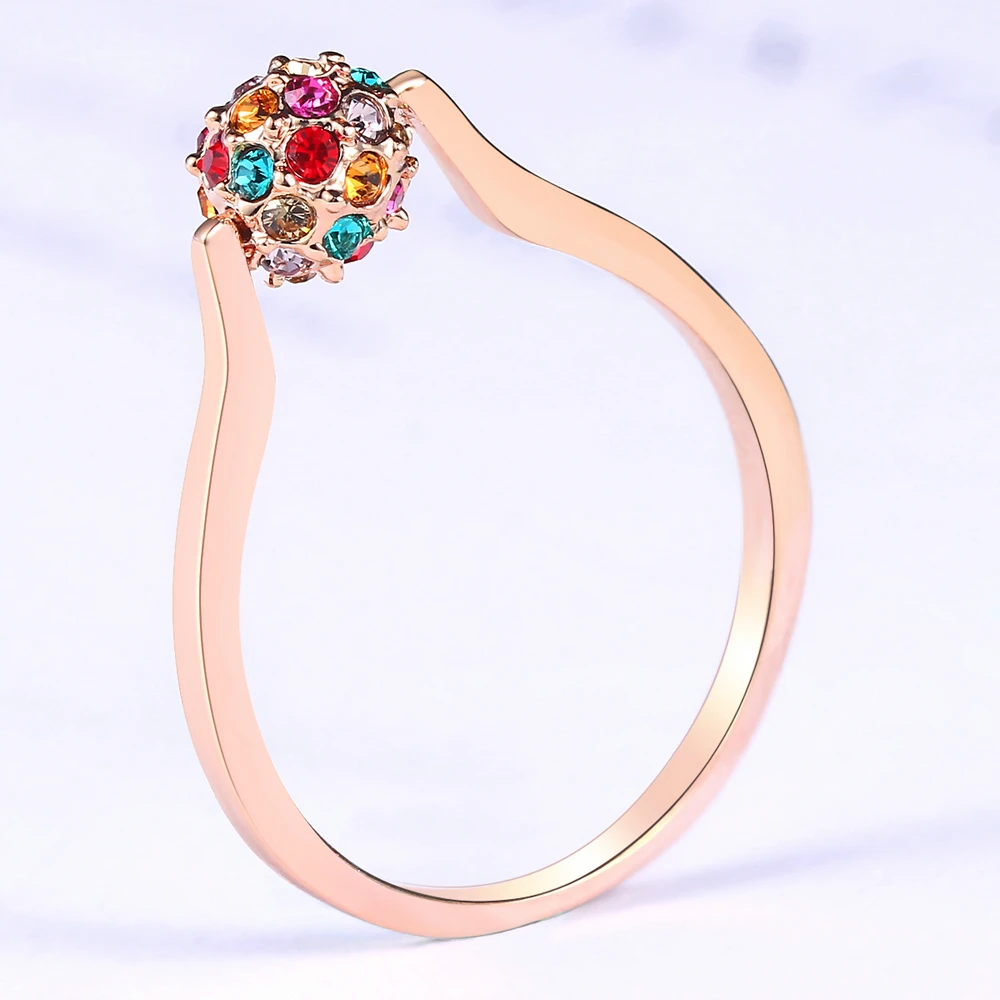 Обручальное кольцо ZYR006 Mulitcolour Ball цвета розового золота с настоящими Австрийскими