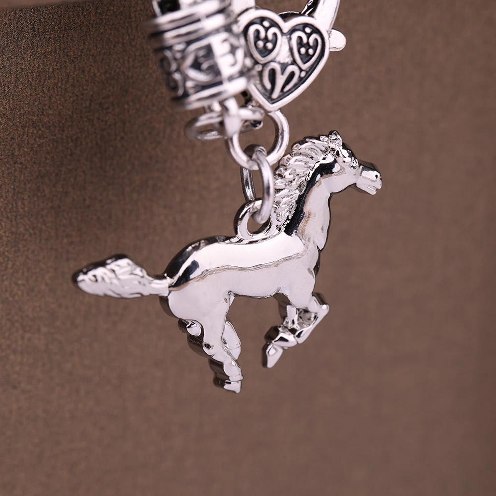 Silver Plated Fashion Thick Charm & Wheat Chain Bracelet Trendy Men Bracelets Bangle Horse Pendants Women Jewelry