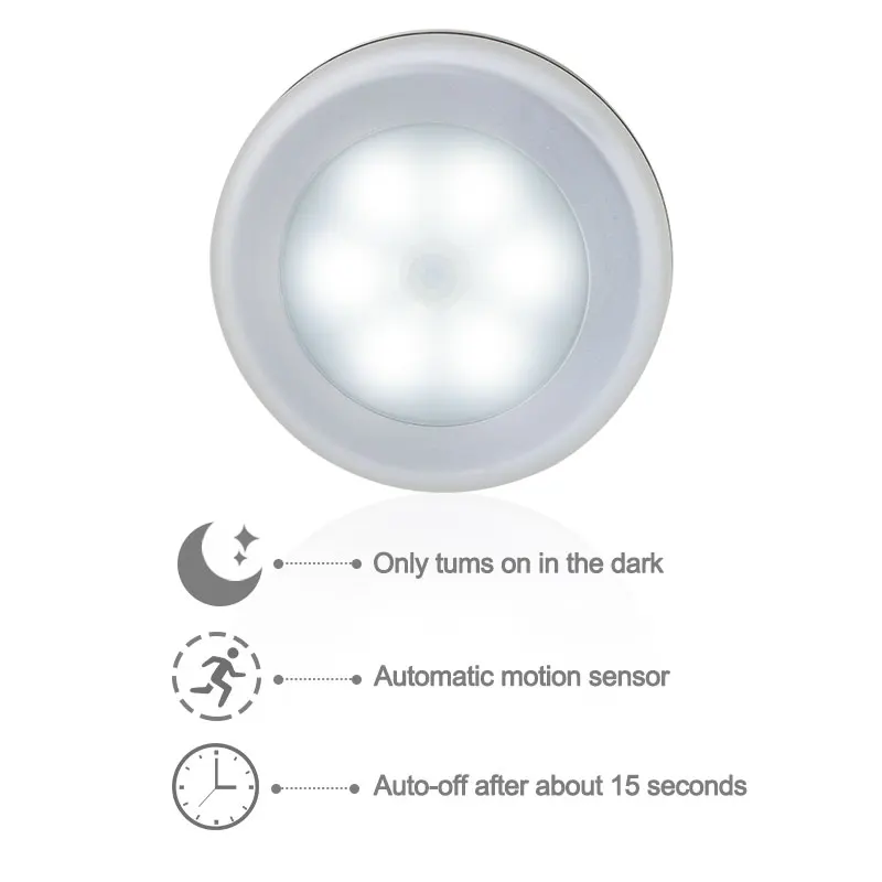 

1Pcs 6LED PIR Body Motion Sensor Wall light Led night light Battery for Closet, Stairs, Basement Hallway Wall Cabinet luminarias