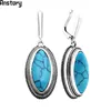 5 Colors rhombus Synthetic Turquoises Earrings For Women Vintage Antique Silver Plated Fashion Jewelry TE396 ► Photo 2/6