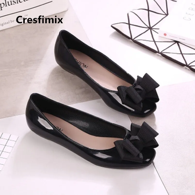 

Women Fashion Comfortable Soft Jelly Flat Shoes Lady Waterproof Bow Tie Flats Cute Sweet Shoes Zapatos Planos De Mujer E377