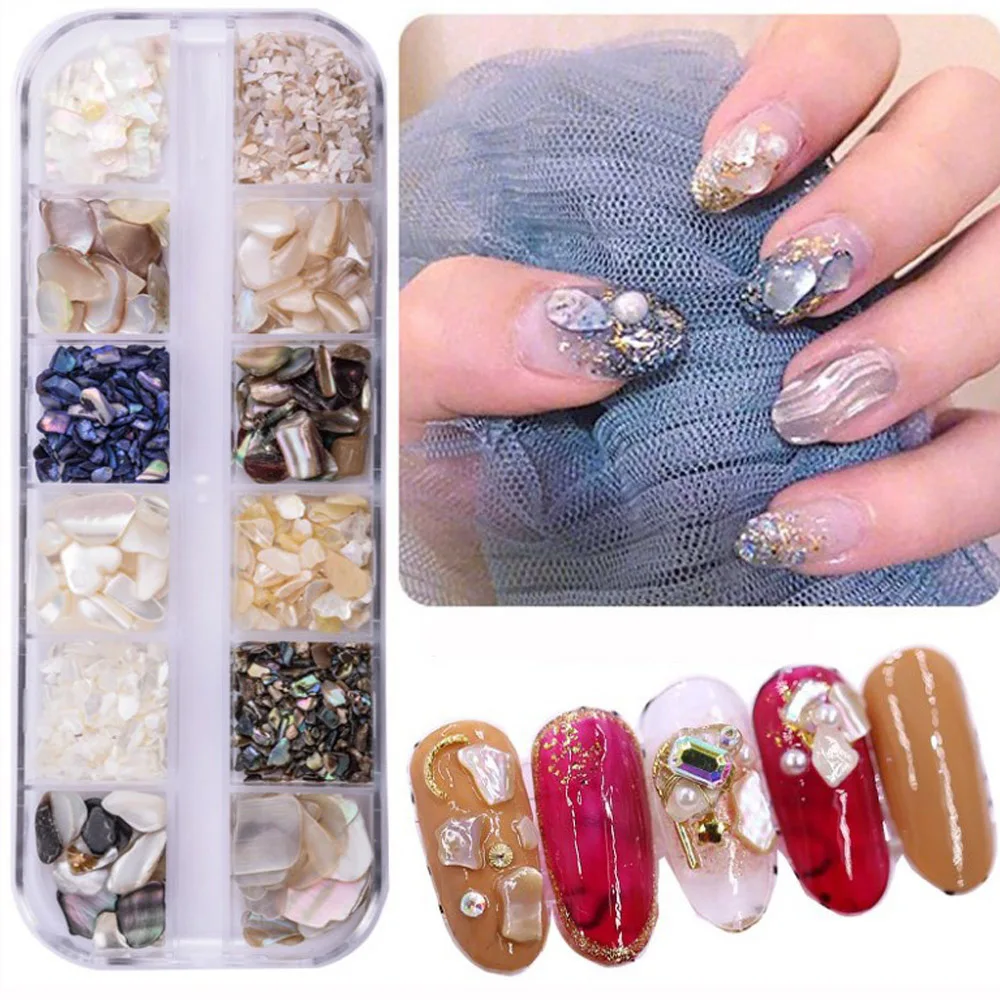 

1 Box 3D Abalone Shell Irregular Nail Art Decorations Flake Slider Nails Shimmer Pearl Jewelry Tips Manicure Tool