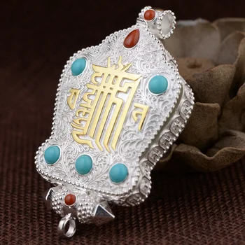 

S925 silver honk the black box of Chinese knot pendant Thai silver antique style ten comfortable buddhist accessories