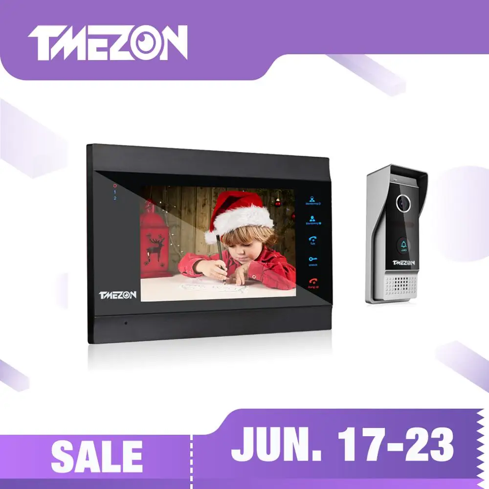 TMEZON 7 pulgadas inalámbrico/WiFi Smart IP Video Door SISTEMA DE intercomunicador 1x1200TVL de teléfono con cámara de timbre con cable, apoyo remoto. - 1
