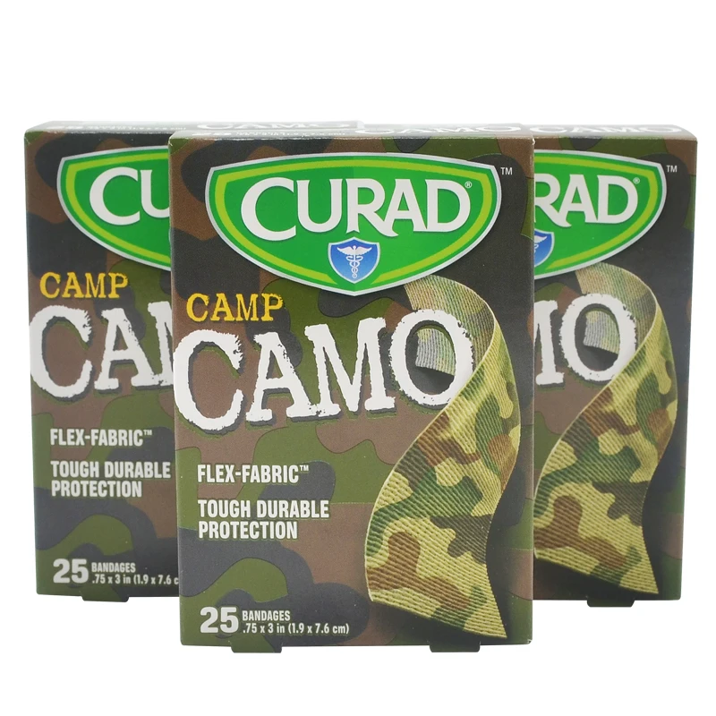 

Free Shipping 100PCS/2BOXES Camo Camouflage Standard 1.9cmx7.6cm Adhesive Bandages Pads Hemostasis Band Aid First Aid