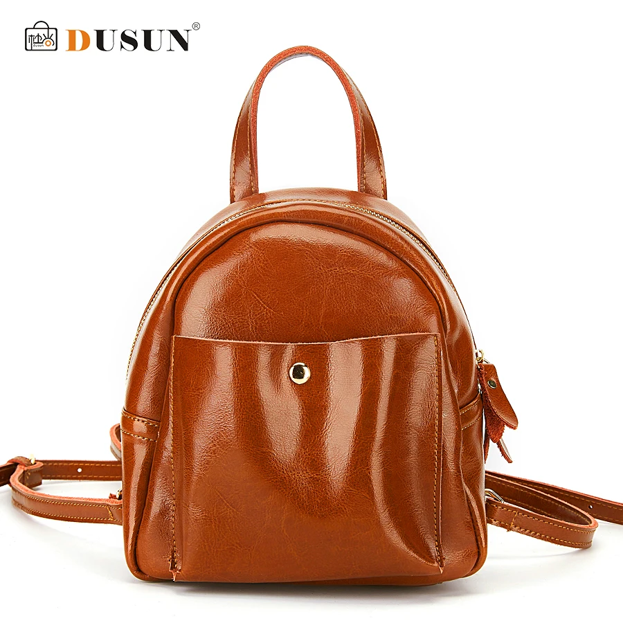 

DUSUN Designer Backpack Women Fashion 2017 Genuine Leather Backpackgs Female Vintage School Bags Mini Student Black Color Bags