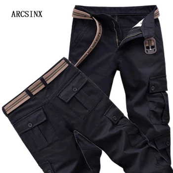 

ARCSINX Military Cargo Pants Men Work Wear Casual Winter Pants Men Warm Fleece Men Trousers Black Army Tactical Overalls Male
