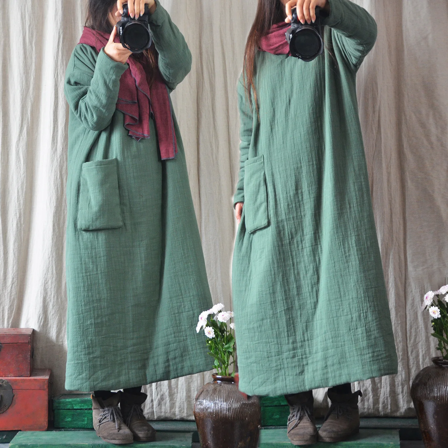 

YoYiKamomo Winter Thick Parkas Women 2018 New Winter Pockets Long Cotton-padded Clothes Vintage Loose Warm Women Coat