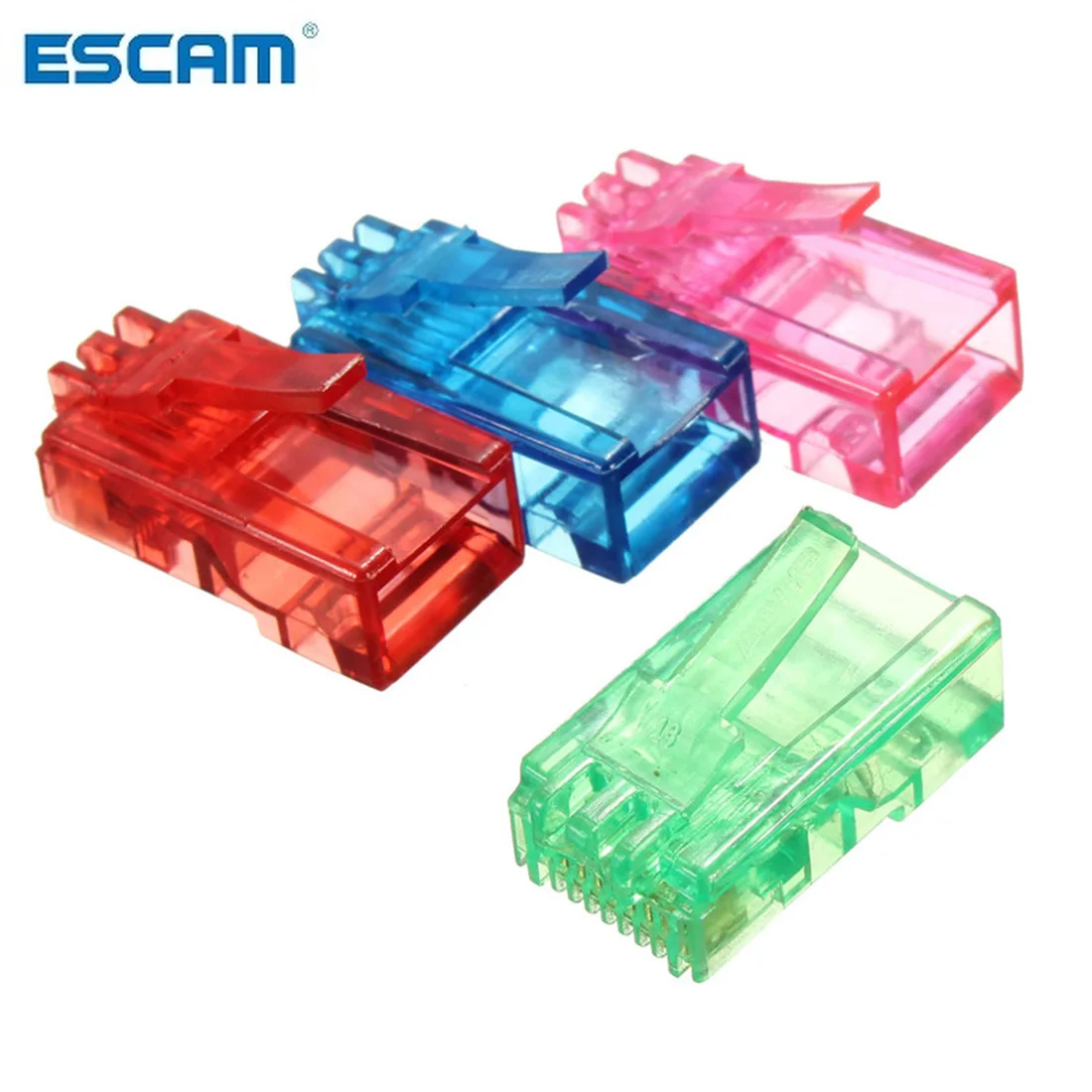 ESCAM 50 шт Цвет случайный RJ45 8P8C модульный кабель головкой Plug Ethernet Позолоченные PC