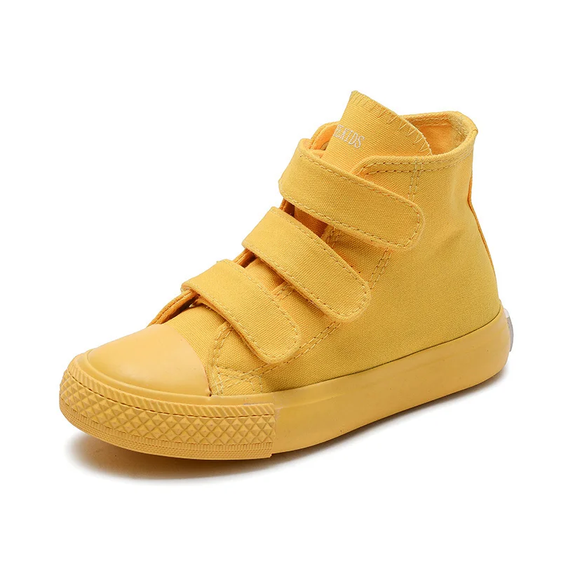 Детская парусиновая повседневная обувь; детская парусиновая обувь с высоким берцем; кроссовки для мальчиков и девочек; детская разноцветная обувь; летняя дышащая обувь; Chaussure Enfant - Цвет: Yellow