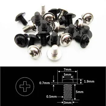 

25pcs Cross Phillips Pan Head with Washer Screw M3*5mm for PC Case Motherboard CD DVD Rom Mount DIY Silver Black Computer D