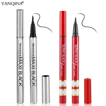 

12pcs YANQINA cool black liquid eyeliner pen fast dry eye liner pencil waterproof long lasting Beauty Makeup silver tube YAN003