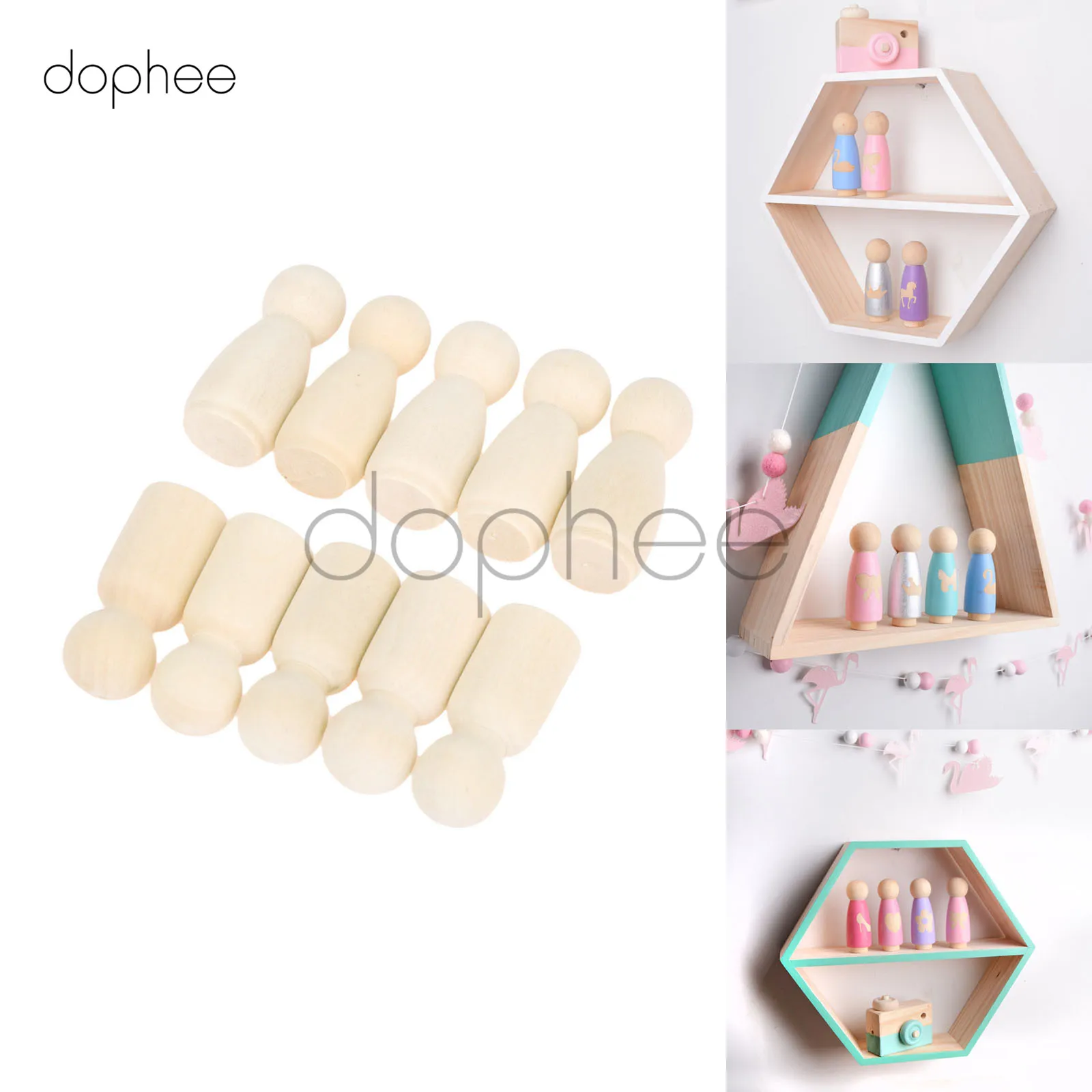 Dophee 100 шт. 35 мм мужские женские и деревянные колышки для кукол Неокрашенные