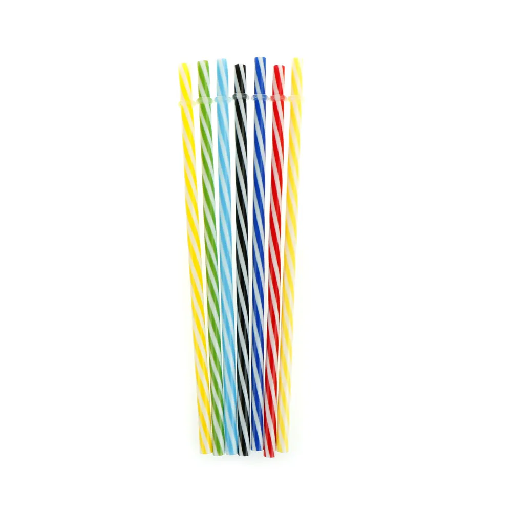 

6Pcs Reusable Straws Biodegradable Distored Color Beverage Hard Plastic Stripe Drinking Straws Party Wedding Bar/Pub Supplies