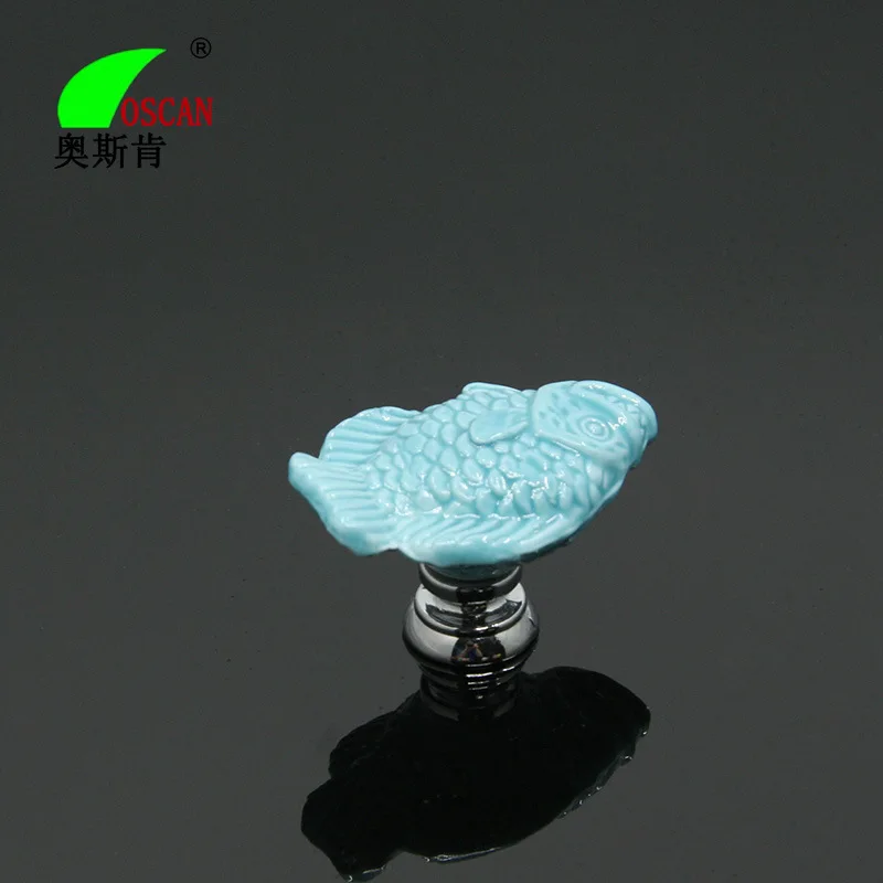 

MEGAIRON Children Room Door Handles Fish Shape Cupboard Knob Ceramic Cabinet Door Handles Cute Drawer Handles Kitchen Handles