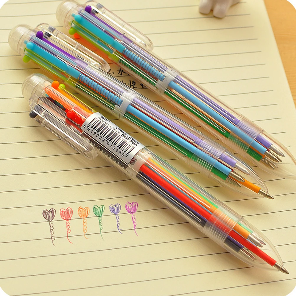 Creative Stationery Multi Color Ballpoint Pen Six color Ballpoint Pen Study Pens School Supplies 