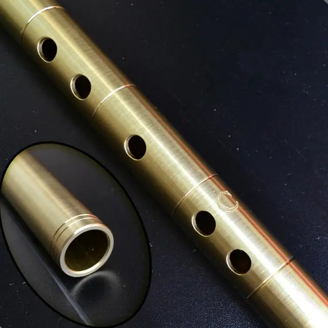 Cheap Brass Metal Flute Dizi C Key Metal Flauta Profesional Transverse Flute Musical Instrument One Section Self-defense Weapon Flauta