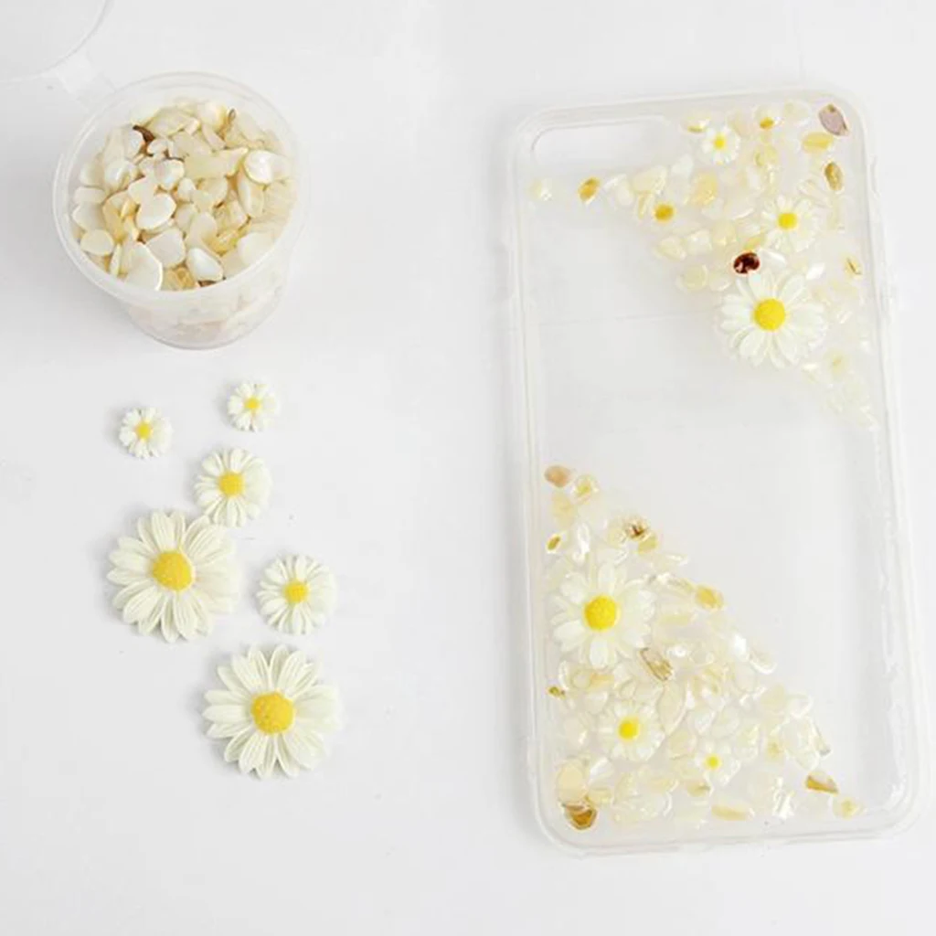 50 Pieces Resin Daisy Flower Flatback Cabochon For DIY Scrapbooking Embellishments Card Making Hair Bow Center Craft