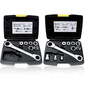 

7/10pcs Ratchet Wrench Set Double Head Socket Wrench Metric Auto Repair Tools with Box