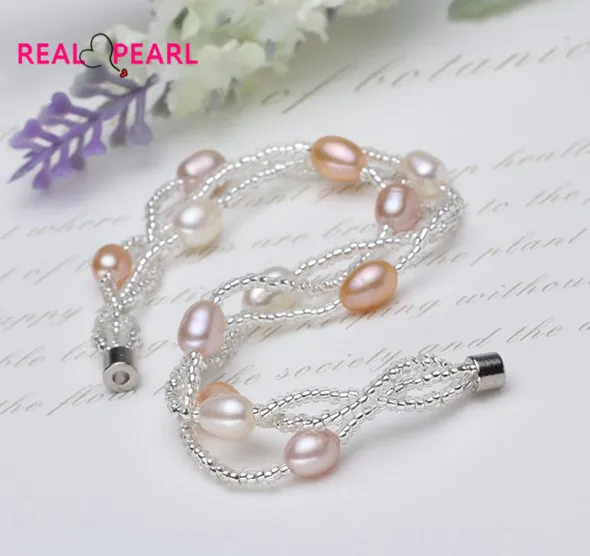 

REAL PEARL Fashion Pearl Bracelet, Freshwater Pearl Jewelry Fashion Accessory 3 Color 18cm Long