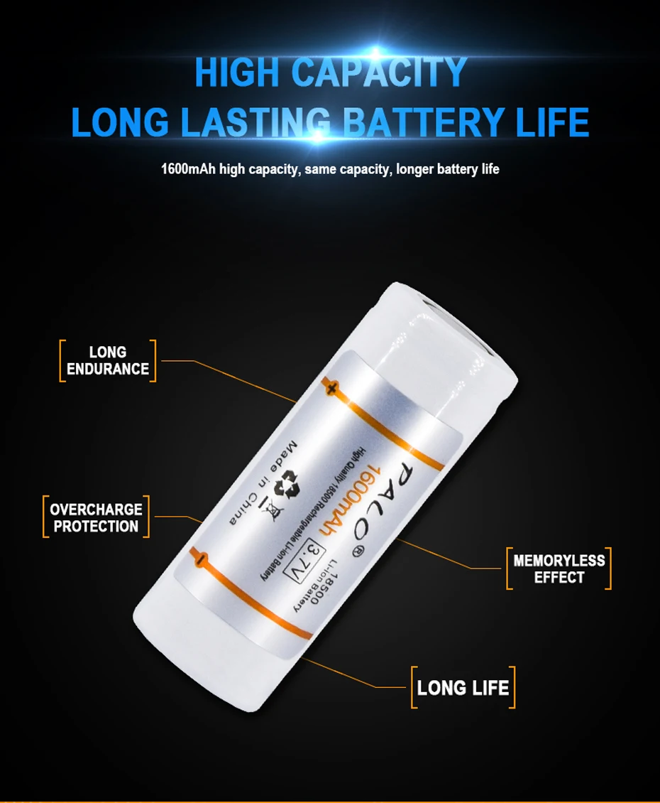 PALO 18500 3.7V rechargeable battery 3.7 v batteries rechargeable li-ion lithium battery Flashlight,Headlight,Electronic-cigare