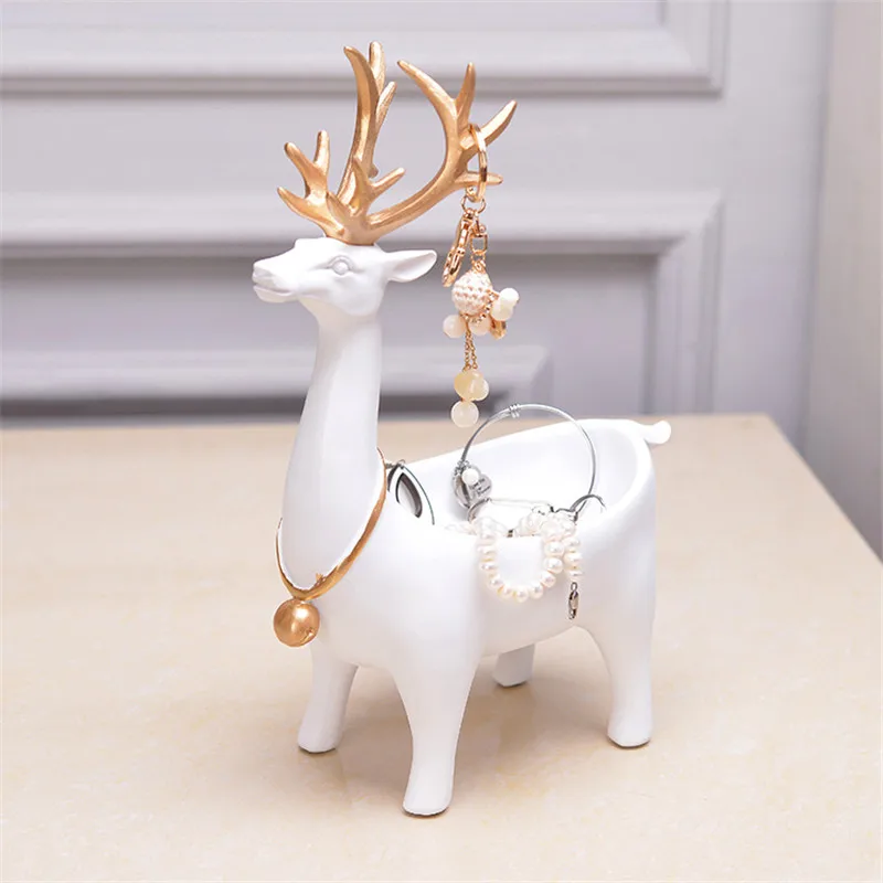  Modern Resin Deer Statue Sculpture Living Room Bedroom Decor Jewelry Key Storage Box Organizer Anim - 32954761283