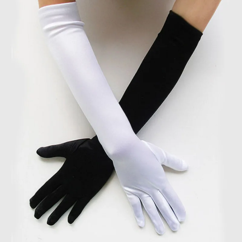 

White Black Long Gloves Halloween Cosplay Costumes Accessory Polyester 52CM Demon Ghost Death Devil Cos Handwear Unisex Gloves