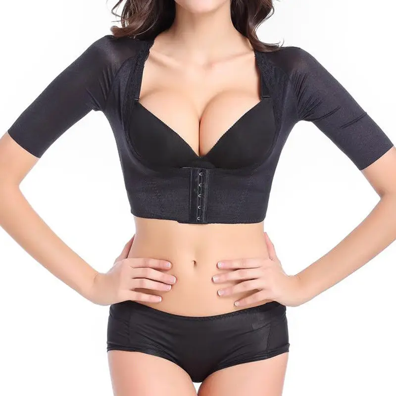 Miss Moly Women’s Shapewear Tops Wear Your Own Bra Short Sleeve Slim Crop Top Shaper Body Arm Shape Underbust Black Beige S-2XL
