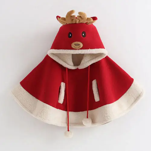 

90-140 Christmas Reindeers Winter Hat Scarf Set Kids Shawl Children Coral Fleece Cloak Beanie Baby Outdoor Clothing